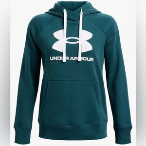 Under Armour Women’s Fleece Rival Logo Hoodie, Size XXL, Tourmaline Teal/White